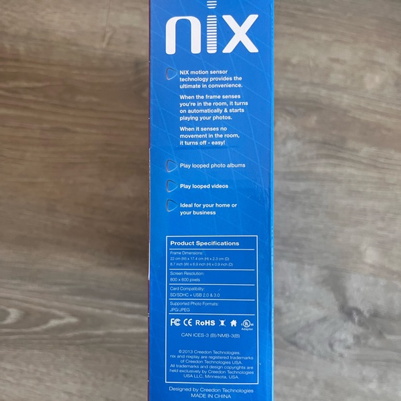 Nix 8 Inch Digital Picture Photo Frame X08G Motion Sensor Photo Video NWOT - Picture 3 of 5